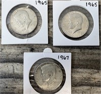 Lot of Three 1965/67 Kennedy Half Dollars
