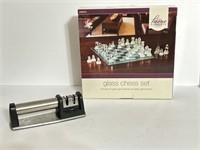 Glass chess set and knife sharpener