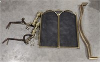 (BO) Fire Screen, Andirons, & Fender (approx 40")