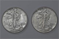 2 - 1944 Walking Liberty Half Dollars