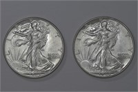 2 - 1946 Walking Liberty Half Dollars