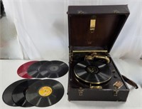 Victrola Gramophone With Assorted Records