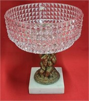 Beautiful Crystal Compote with Marble Base