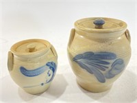 (2) 1990 MEL Wisconsin Pottery Jars w/ Lids