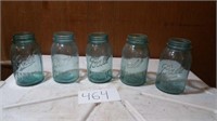 BALL BLUE GLASS JARS, QUART