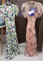 1930s dress (2) silk & rayon crepe floral material