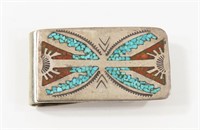 VINTAGE NATIVE AMERICAN STERLING SILVER MONEY CLIP