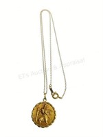 10k Gold Necklace & 14k St. Christopher Pendant