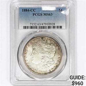 1884-CC Morgan Silver Dollar PCGS MS63