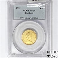 1982 England Sovereign .1176oz. Gold PCGS PR69