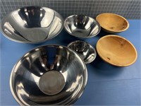 6X BOWLS STAINLESS & GREAT ALASKAN WOOD