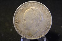 1937 Netherlands 2 1/2 gulden Silver Coin