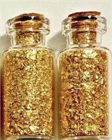 (2) VIAL JARS OF GOLD FLAKE