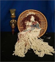 Round Wall Sconce, Mop Doll on Wicker
