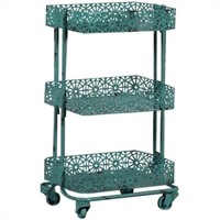 Metal Three Tier Cart in Turquoise