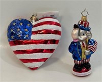 TWO CHRISTOPHER RADKO HAND DECORATED ORNAMENTS