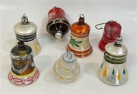 PRETTY HAND PAINTED VNTG GLASS BELL ORNAMENTS