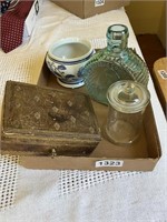 Lot-Misc. Glass Items, Jewelry Box w/lock & key