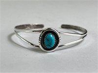 Sterling Native Signed Turquoise Cuff 7 Grams