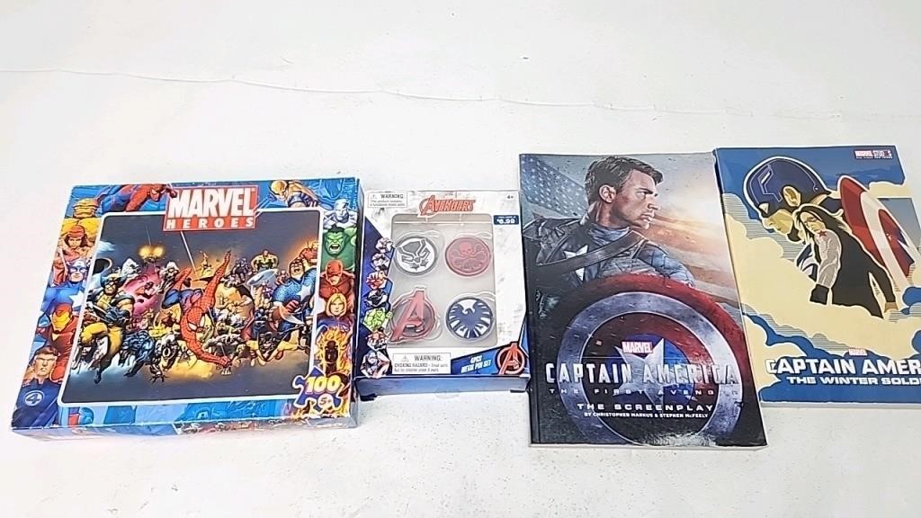 Marvel books pins and puzzles