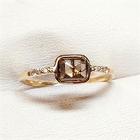Certified 10K  Rose Cut Diamond(~0.94ct) Ring