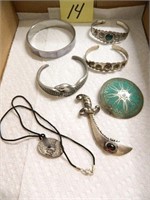Silvertone Jewelry with Signed Sanford Bracelet