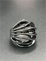 Size 6, unique black metallic ring