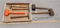 Tray of Hammers, Mallets, and Tongs