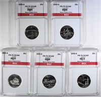 2005-S STATE QUARTER SET (5 COINS) ALL BGC