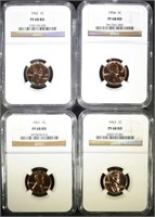 1961, 62, 63, 64 LINCOLN CENTS, NGC PF-68RD