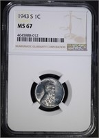 1943-S LINCOLN CENT NGC MS67