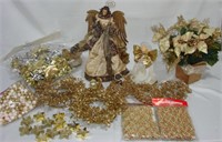 Assortment of Christmas Gold Decor & Angel