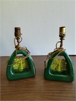 Pair of Green Flower Base Lamps