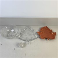 Glass Platers & Bowl, Crystal Container