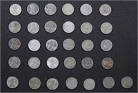 US Coins 31 Steel Pennies World War II era, circul