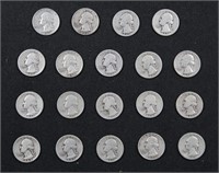 US Coins 19 Silver Washington Quarter Dollars, mix