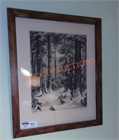 vintage framed etching