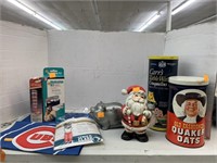 Tins, Santa Bank, Pig Bank, Cubs Flag, Misc