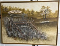 Vintage Framed Art Of Wagon - Signed Dana