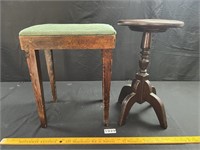 Small Wood Side Table, Stool