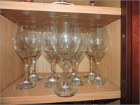Collection of Nine Wine Glasses