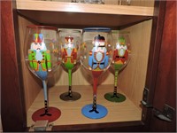 Collection of Four Xmas Wine Glasses