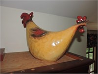 Vintage Folk Art Painted Wood Chicken