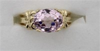 14k YELLOW GOLD 5 CT. OVAL KUNZITE SOLITAIRE