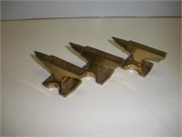 3 Brass anvil paper Weights 1 1/2 x 3 inch "