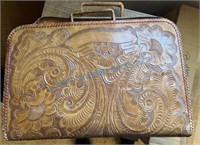 Vintage tooled leather briefcase
