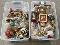 2 tubs of newer Christmas ornaments