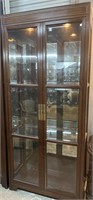 Wood Display Cabinet , 2 Doors , Glass Shelved ,