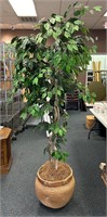 75” Artificial Ficus Tree in Woven Basket Po