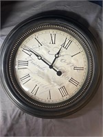 20” Black Frame Wall Clock tested Working Battery